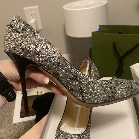 Jimmy Choo Abel silver and valet pink sparkle shoes. - Picture 12 of 12
